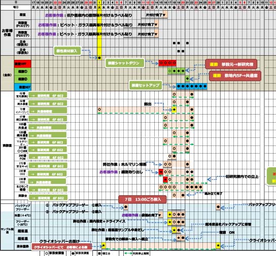 研究の流れを知るスタッフが⼯程を作ります